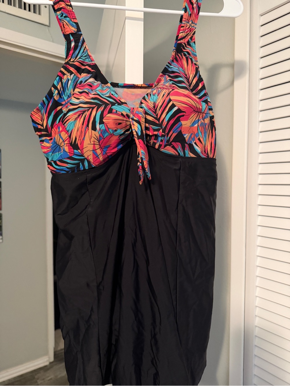 Swimsuits For All Black Swimdress with Pastel Pink, Mint and Light Blue Bust